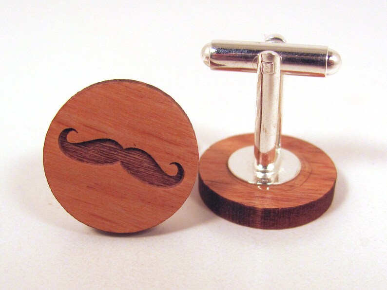 Mustache Wooden Cuff Links image 1