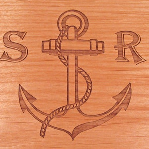 Wooden Anchor Guest Book Real Wood Covers image 4