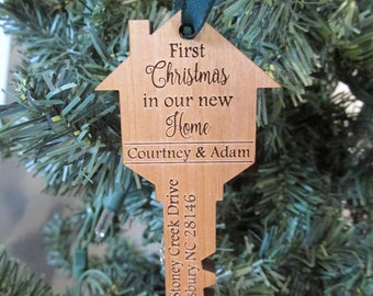 Personalized New Home Ornament - First Christmas House Ornament - Our/My New Home - House Key Ornament