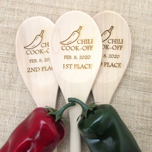 Chili Cookoff Spoon - Chili Cook-Off Wooden Spoon - Personalized Chili Winner Spoon - Cookoff Award - Chili Champion (1 spoon)