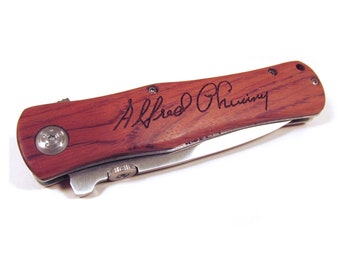 Engraved Knife with Wooden Handle - You Provide Handwriting