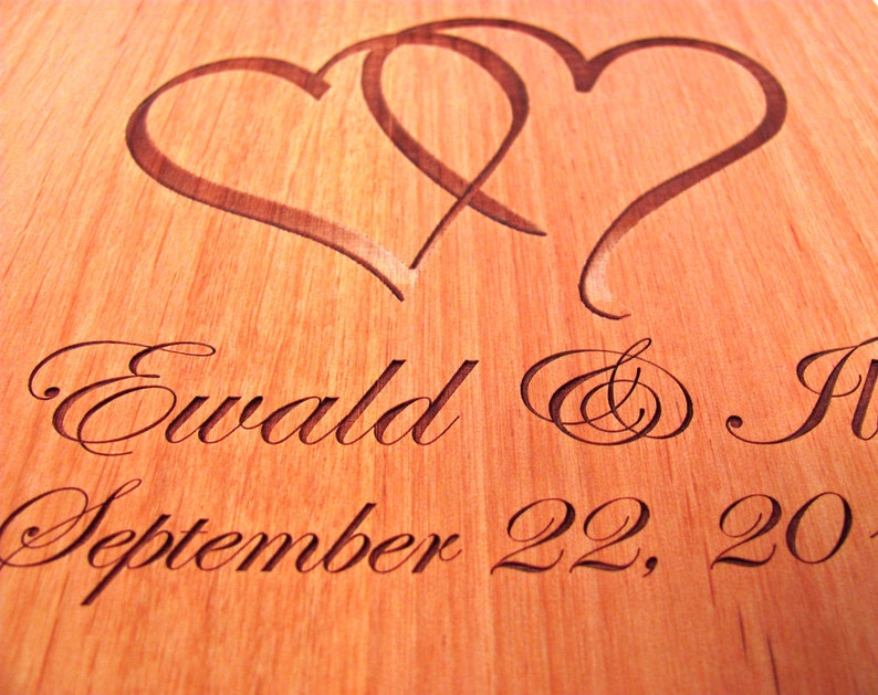 Wooden Wedding Guest Book Photo Album LARGE SIZE Double Heart Design