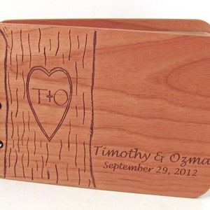 Wedding Guest Book Carved Tree Design on Real Wood image 1