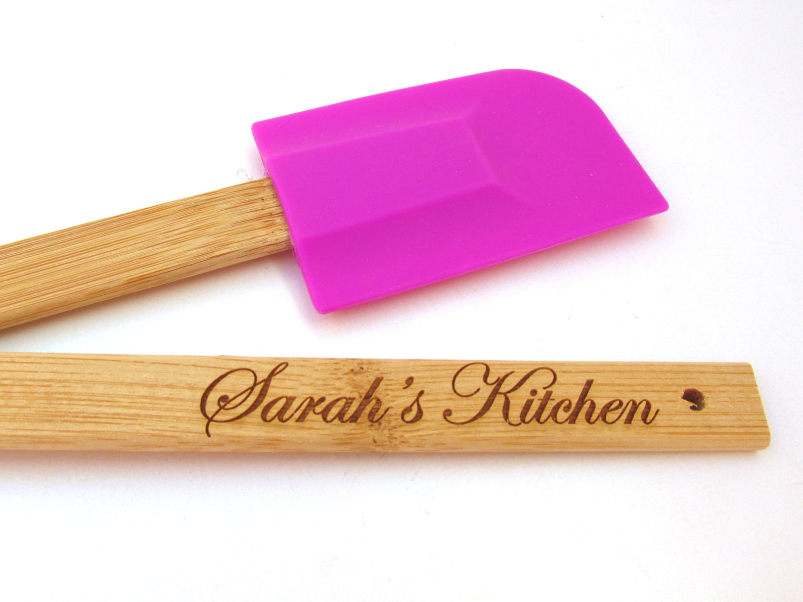 Personalized Engraved Spatula Wood and Silicone Scraper Etsy