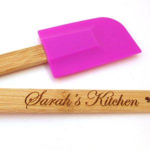 Personalized Engraved Spatula Wood and Silicone Scraper 1 Spatula image 2