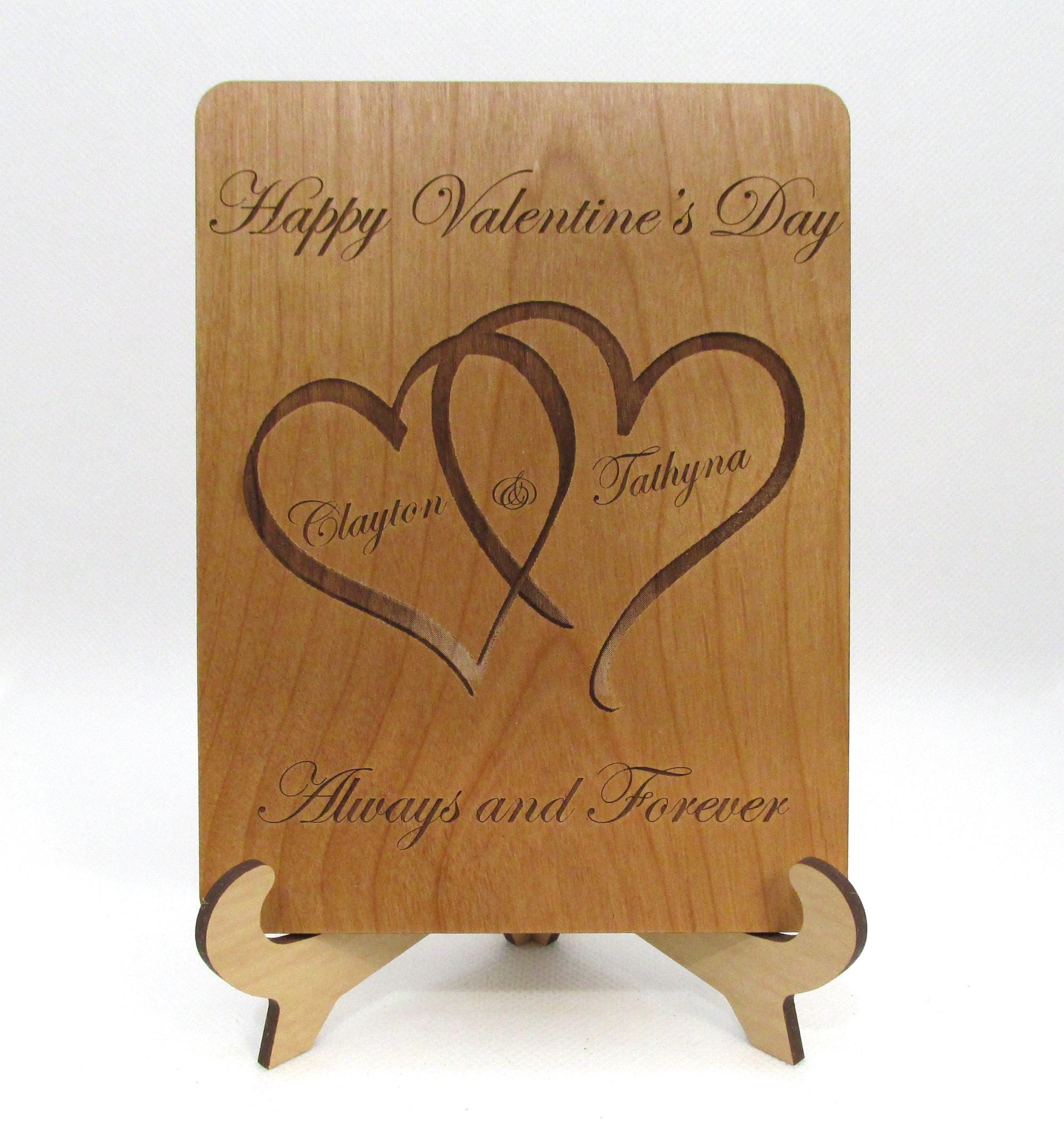 Personalized Wooden Valentine's Day Card - Real Wood Greeting Card ...