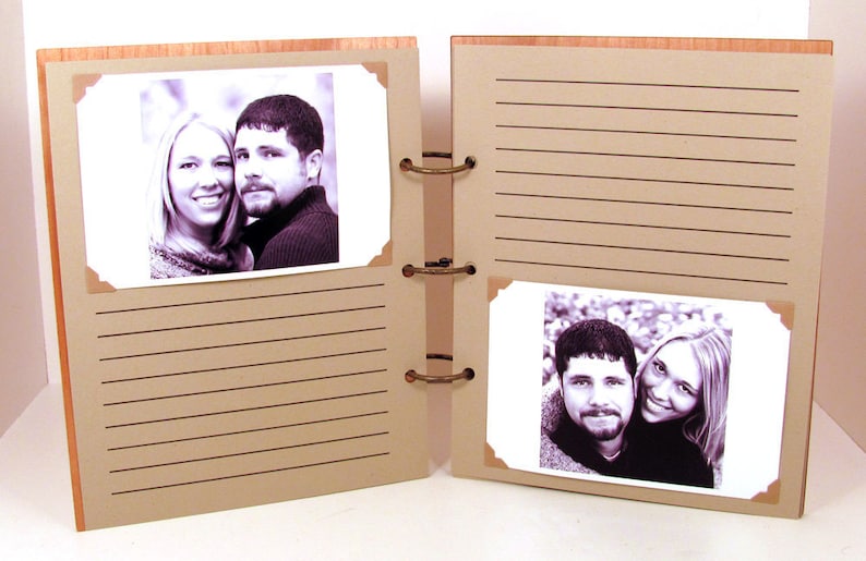 Tandem Bicycle Wedding Guest Book Photo Album LARGE SIZE Real Wood Covers Personalized image 4