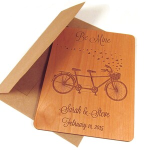 Tandem vélo Saint-Valentin - carte en bois de la Saint-Valentin - personnalisé