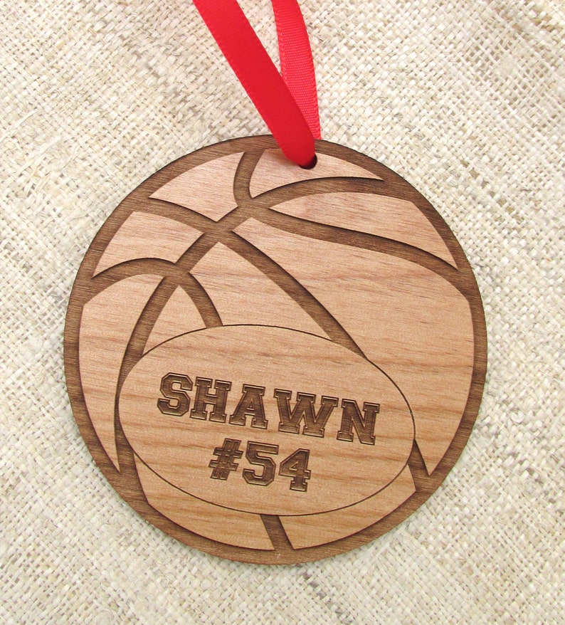 Basketball Wooden Christmas Ornament Personalized Basketball Ornament Custom Wood Ornament image 2