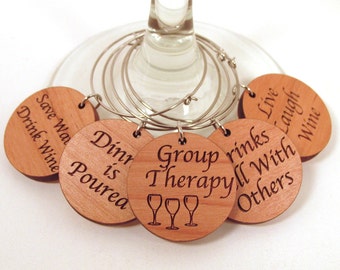 Wooden Wine Charms - Wine Sayings