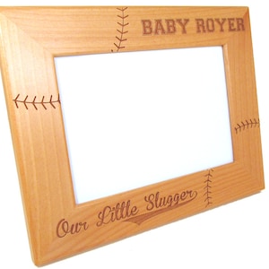 Personalized Baseball Frame - Wood Baby Picture Frame - Custom Baseball Baby Frame