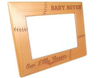 Personalized Baseball Frame - Wood Baby Picture Frame - Custom Baseball Baby Frame