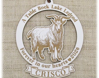 Crisco Table Rock Lake Goat Ornament - TRL Crisco Memorial Keepsake