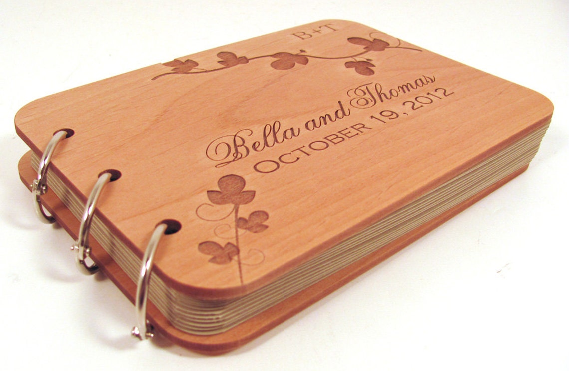 Wooden Wedding Guest Book Leafy Vine Design Etsy