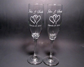 Personalized Wedding Champagne Flutes - Set of 2