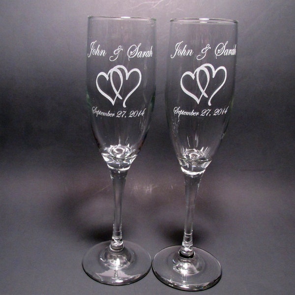 Personalized Wedding Champagne Flutes - Set of 2
