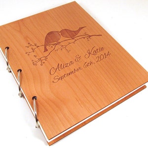 Love Birds Wooden Wedding Guest Book Photo Album - LARGE SIZE