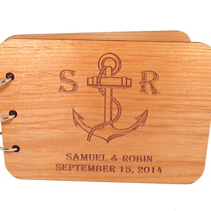 Wooden Anchor Guest Book Real Wood Covers image 1