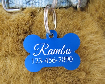 Engraved Dog Tag - Personalized Name Tag for Pets - Dog Bone Pet ID Tag