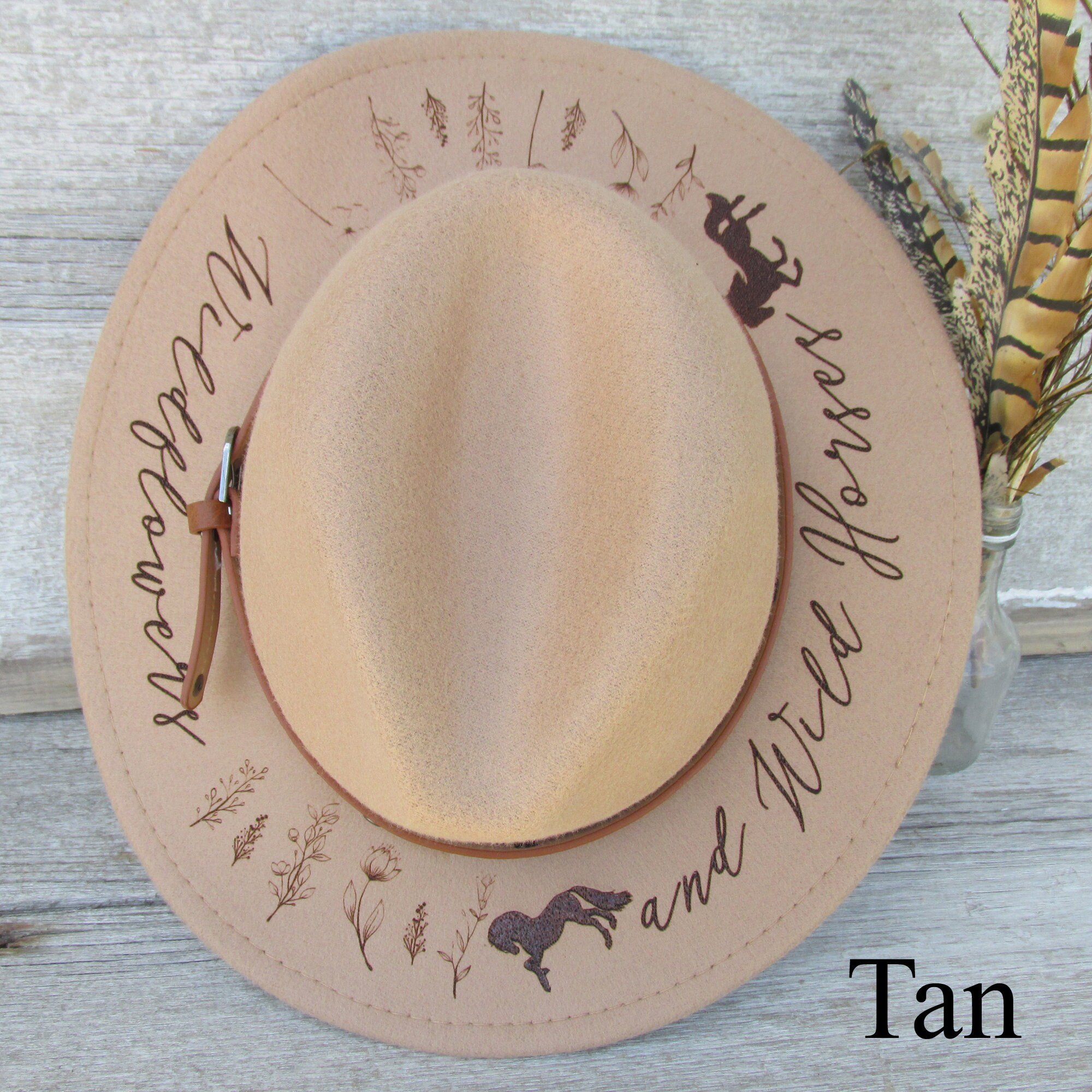 NEW St. Martin forest green felt fedora hat Western hand burn engraved design Pine Green Fedora - Etsy main image 4