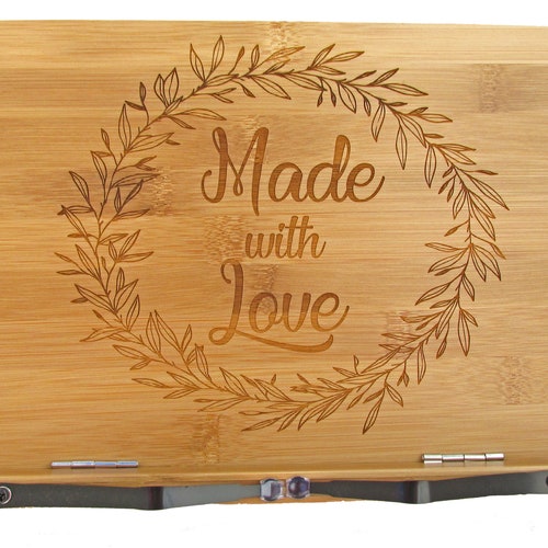 Made With Love Cookbook Stand Engraved Bamboo Recipe Stand Etsy