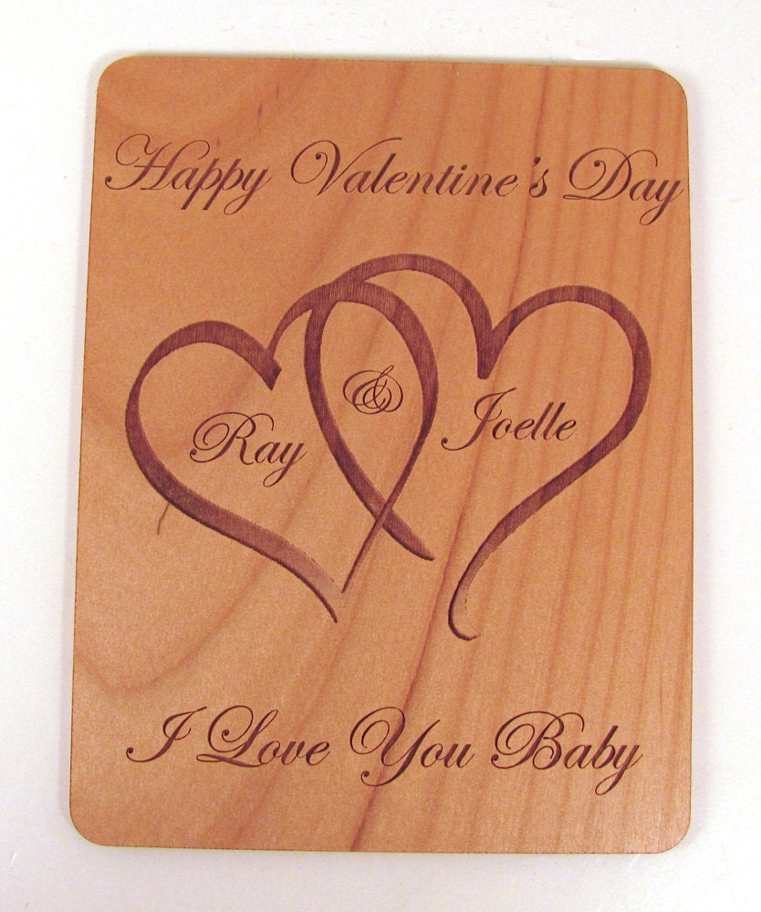Personalized Wooden Valentine's Day Card - Real Wood Greeting Card ...