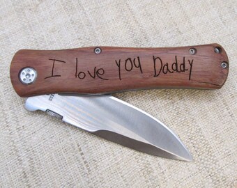 Personalized Father's Day Knife with your Handwriting - Handwritten Engraved Pocket Knife