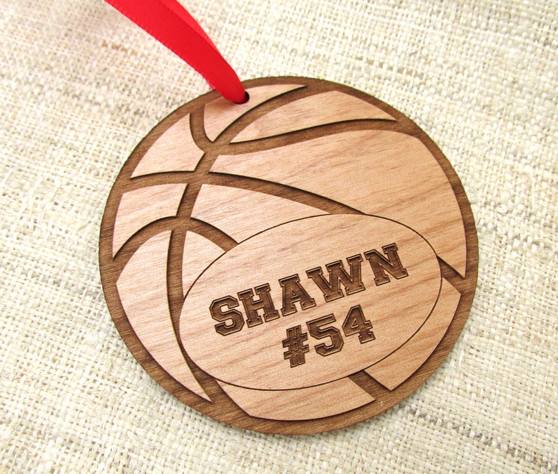 Basketball Wooden Christmas Ornament Personalized Basketball Ornament Custom Wood Ornament image 4