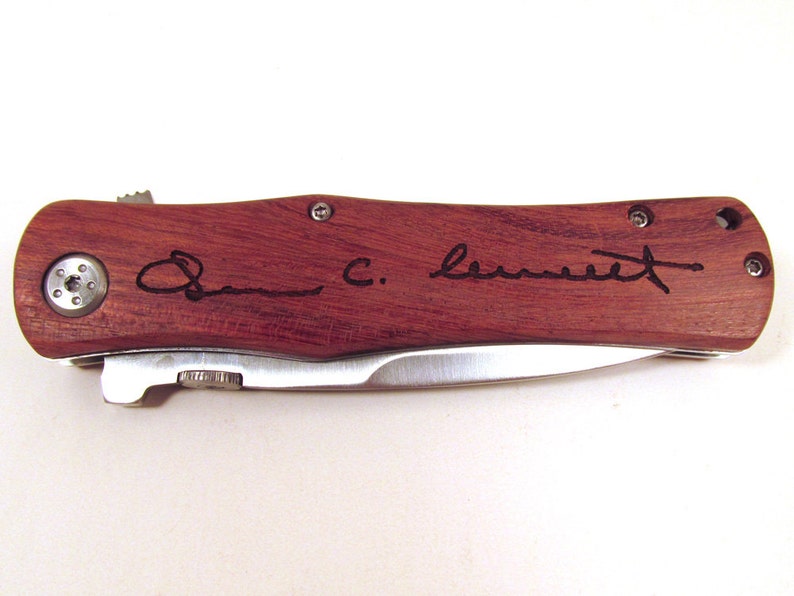 Engraved Knife with Wooden Handle You Provide Handwriting image 4