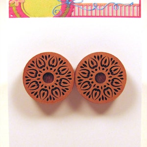 Wooden Post Earring Studs Sun Burst Design Mandala Earrings Flower Earrings image 4