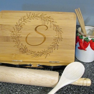 Personalized Book Stand - Engraved Bamboo Recipe Stand - Wooden Book Holder