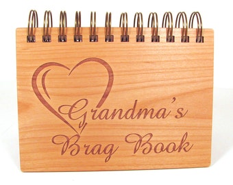 Grandma's Brag Book - Personalized Real Wood Covers Engraved Brag Book