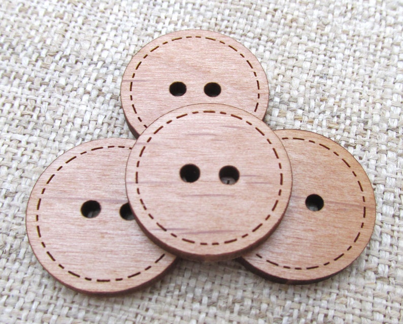 Wooden Buttons Engraved Laser Cut Wood Buttons Stitched Etsy