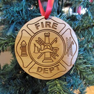 Fireman Wooden Christmas Ornament - Fire and Rescue Christmas Gift - Personalized Wood Firefighter Ornament