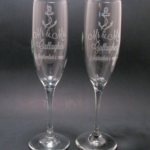 Personalized Anchor Champagne Flutes Wedding Toasting Flutes Set of 2 image 4