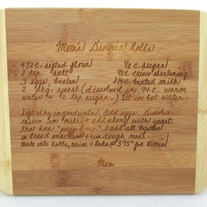 Handwriting Cutting Board Engraved with Your Handwriting - Personalized Bamboo Cutting Board - Your Recipe Engraved