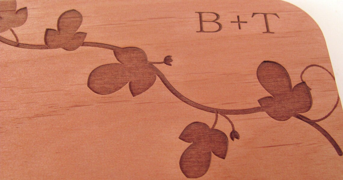 Wooden Wedding Guest Book Leafy Vine Design Etsy