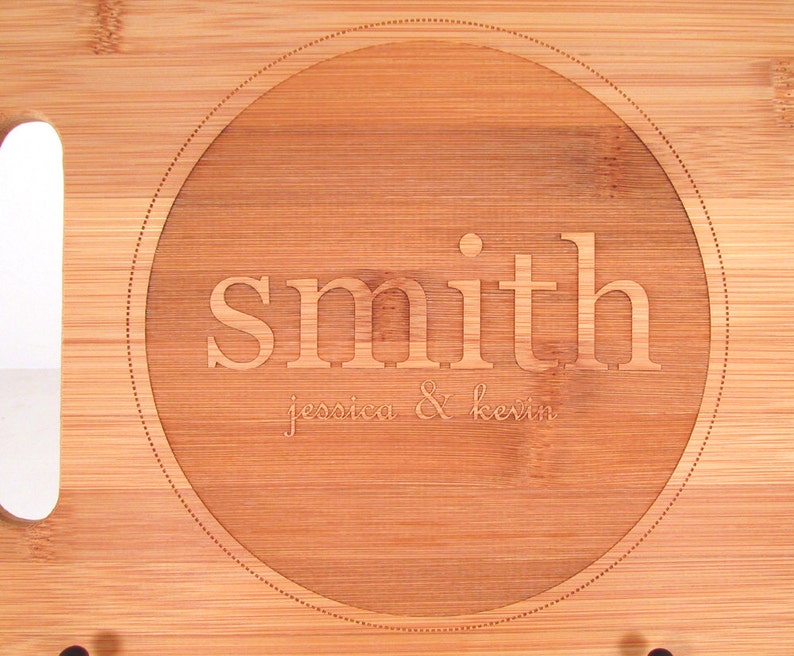 Personalized Engraved Wooden Cutting Board Round Logo Design Foodie Gift Hostess Gift image 3