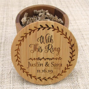 Wooden Ring Box - Engraved Wedding Ring Box - Engagement Ring Box - Personalized Ring Box - Ring Bearer Box