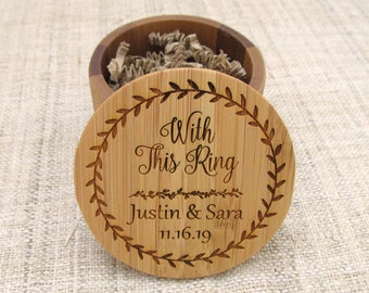 Wooden Ring Box - Engraved Wedding Ring Box - Engagement Ring Box - Personalized Ring Box - Ring Bearer Box