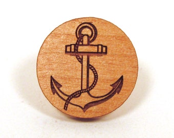 Anchor Wooden Tie Tack Lapel Pin