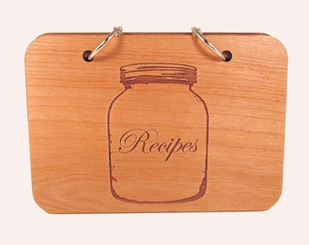 Wooden Recipe Book - Mason Jar Design