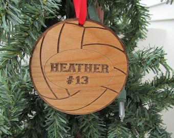 Volleyball Wooden Christmas Ornament - Personalized Volleyball Ornament - Custom Wood Ornament