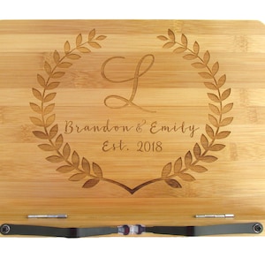 Personalized Cookbook Holder - Engraved Bamboo Recipe Stand - Wooden Recipe Book Holder - Olive Branch Kitchen