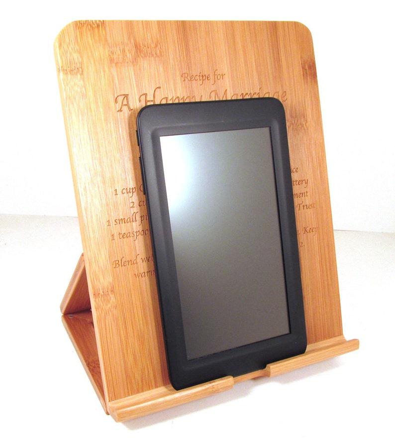 Personalized Tablet Stand Custom Bamboo Ipad Holder Recipe Etsy