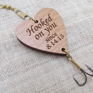 Hooked on You Anniversary or Wedding Fishing Lure - Valentine Fishing Hook for Husband, Boyfriend