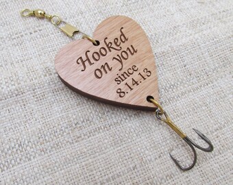 Hooked on You Anniversary or Wedding Fishing Lure - Valentine Fishing Hook for Husband, Boyfriend