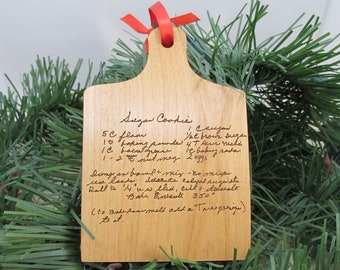 Recipe Card Christmas Ornament - Cutting Board Shaped Ornament