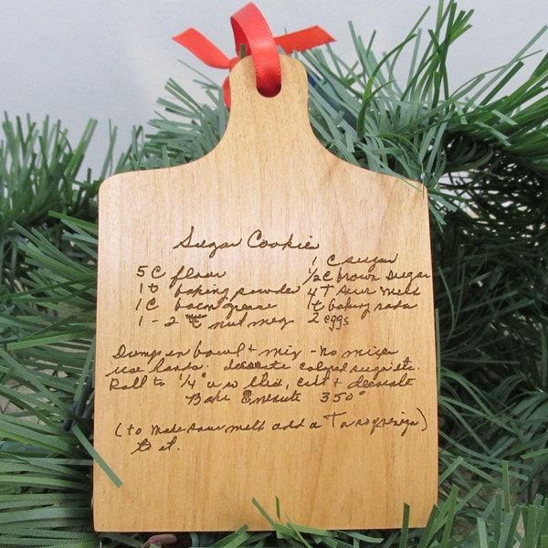 Recipe Card Christmas Ornament - Cutting Board Shaped Ornament