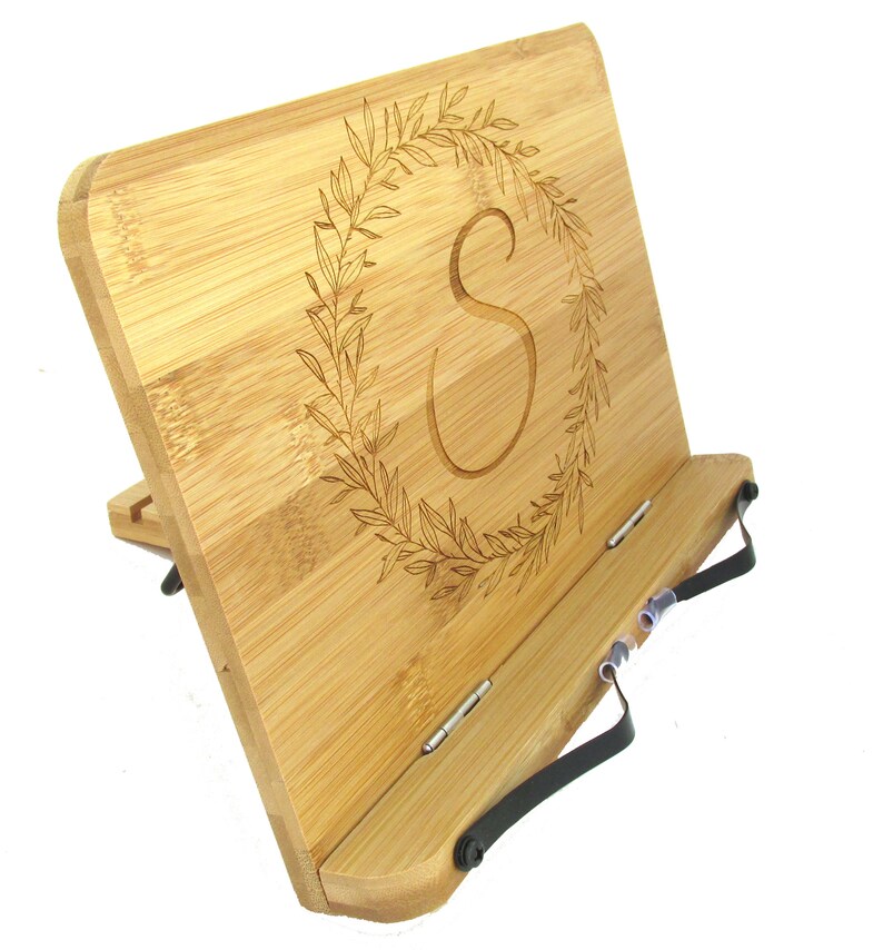 Personalized Book Stand Engraved Bamboo Recipe Stand Etsy
